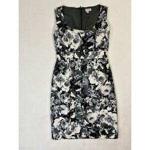 Halogen For Petite Focus Black White Floral Sheath Cocktail Dress Size 2Pi